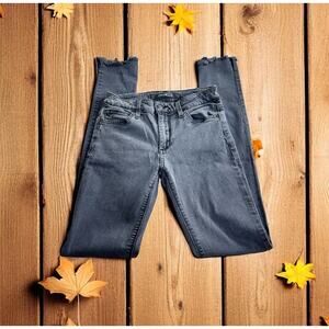 Joe's The Icon Skinny Mid-Rise Black Jeans Sz 26 Raw Hem 31" Inseam Stretch